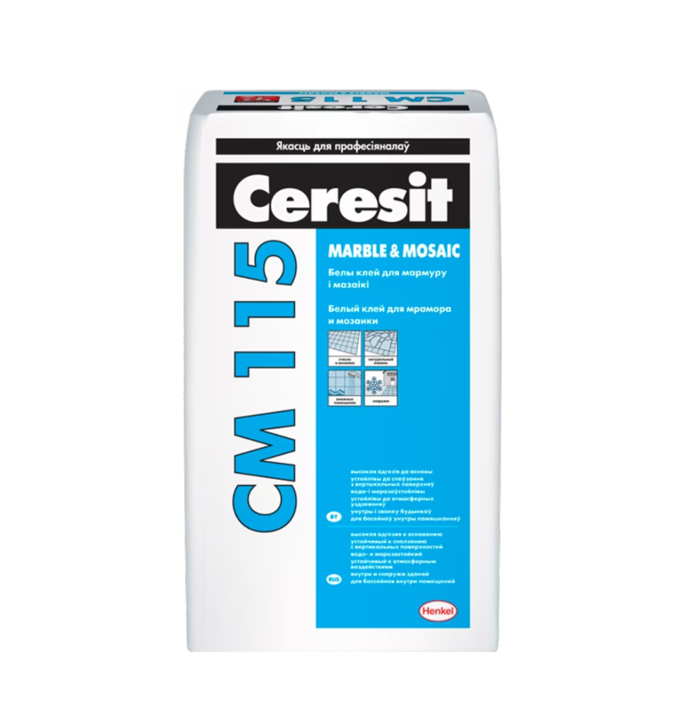 Клей для мрамора и мозаики (белый) Ceresit CM 115 (25кг)